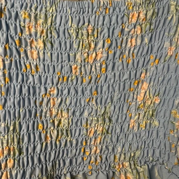 Lily Rose Light Blue Floral Padded Bra Long Sleeve Ruffle Dress - Picture 5 of 7